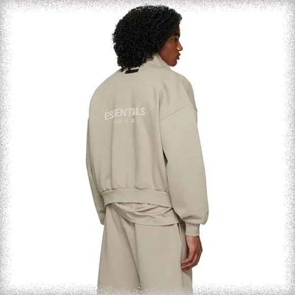 Fear Of God Essentials Zipped Stand Collar Fleece Sweatshirt Jacket Gray - Picture 3 of 4